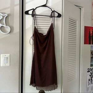 Stradivarius Brown Mini Slip Dress NWT